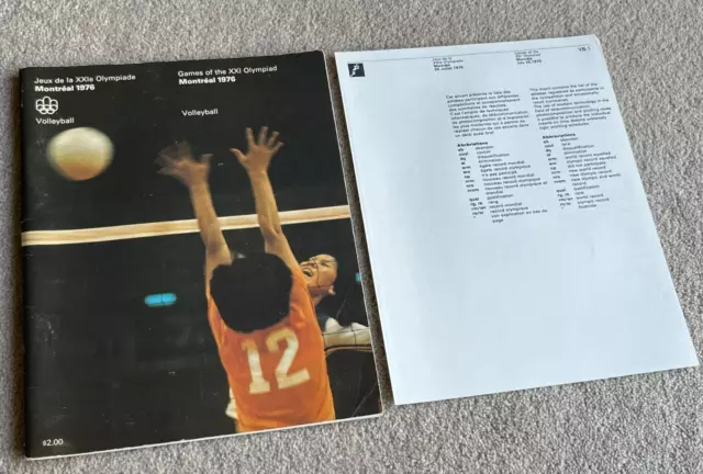Volleyball Programme with 25th July Insert, 1976 Montreal Olympic Games