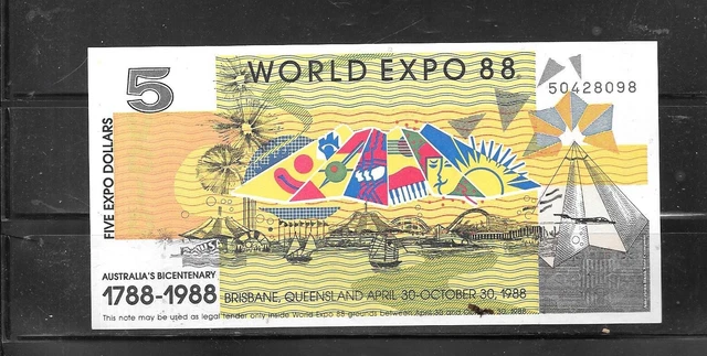 Australia Expo 1988 Au-Unused $5 Dollar Banknote Paper Money Currency Note
