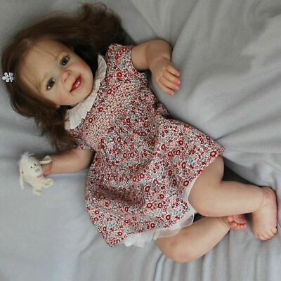 Painted Toddler Reborn Baby Dolls Lifelike Girl Silicone Vinyl Newborn Gift Toy
