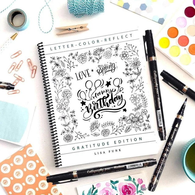 Kalligraphiestifte, 6-teiliges Kalligraphiestift-Set für Schriftzüge, schwarzer Pinsel Markerstift