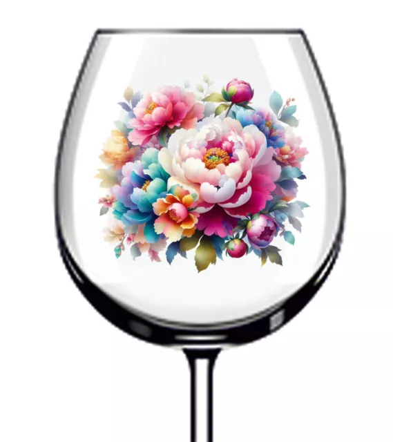12x Aquarell Pfingstrose Blume Weinglas Flasche Becher Van Vinyl Aufkleber Aufkleber