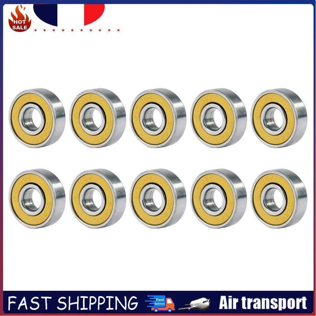 10pcs 608rs ABEC-9 Ball Bearing Scooter Deep Groove Miniature Bearings (Yellow)