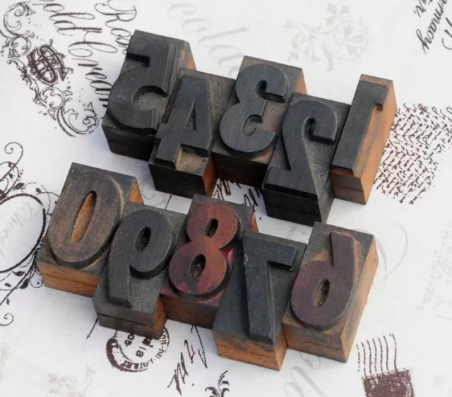 0-9 Zahlen 36 mm Holzlettern Letter Stempel Holz Zahl letterpress wood type typo