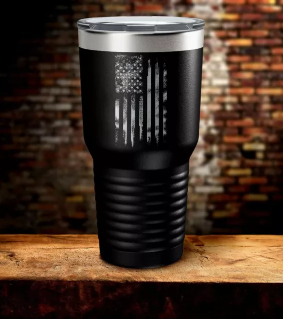 American Flag Patriotic Laser Engraved Stainless Steel Tumbler Travel Mug Cup