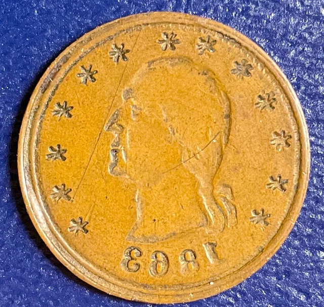CWT Civil War Token F-107 FULL BROCKAGE MINT ERROR George Washington #T81