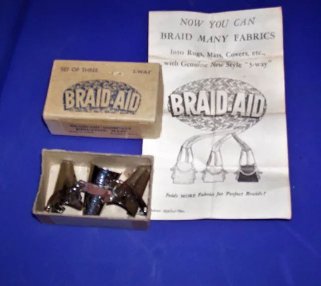 Instrucciones vintage TRENZA-AID para hacer alfombras trenzadas/herramienta de fabricación de alfombras