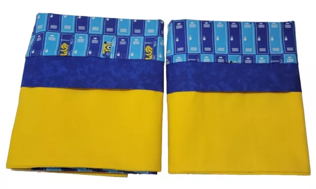 2 Homemade Minion Theme Pillowcases 20 X 30 Stan/queen Blue,Yellow, White Color