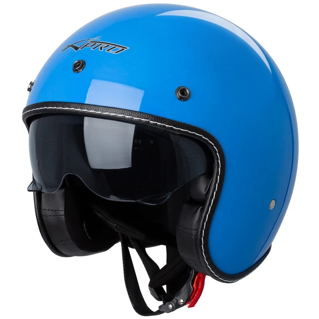 Casque Moto Jet Cafe Racer - Homologué ECE 22-05 - Taille L (59-60 Cm) - Bleu - 5
