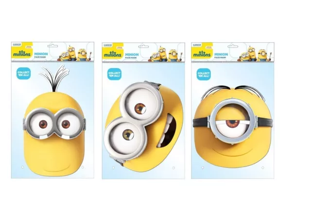 Minions Masks Despicable Me 2 Bob, Dave, Stuart, Kevin Party Face Masks 2