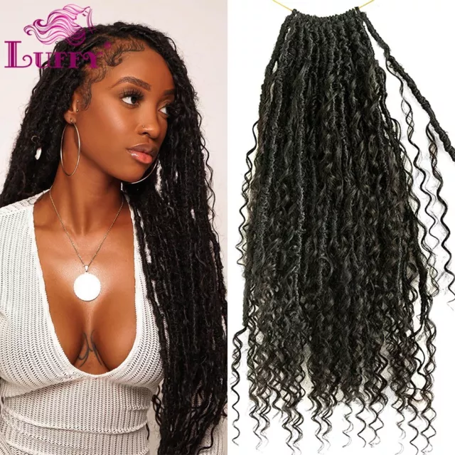 Pre Looped Crochet Boho Locs Braiding Hair With Human Hair Curls Hair Extensions