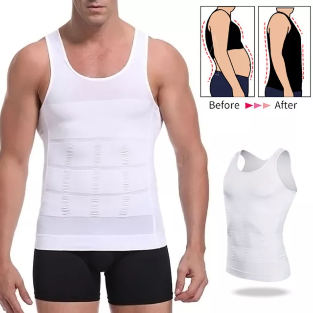 Mens Tight Vest Body Shaping Tank Thin Chest Corset Abdominal Belly T-Shirt Tops