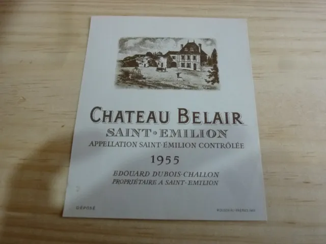 etiquette vin Chateau BELAIR 1955 saint emilion grand cru wine label bordeaux