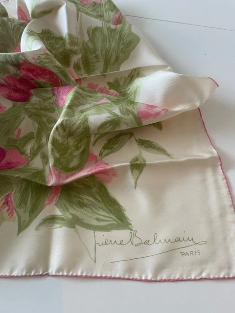 Foulard Carré Vintage Pierre Balmain Paris En Laine Et Soie 70x70 Cm - Couleur Rouille Et Gris