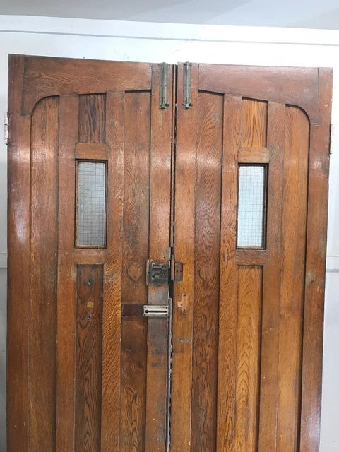 Solid Oak Front Door Set Antique Period Reclaimed Old Double Arts Crafts Arched 8
