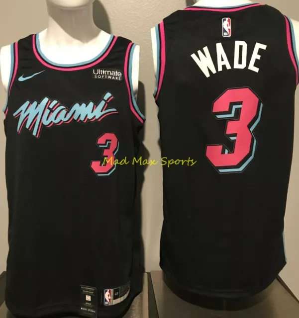 DWYANE WADE Miami HEAT Vice WAVE City NIKE with LOGO Swingman BLUE Jersey  S-XXL