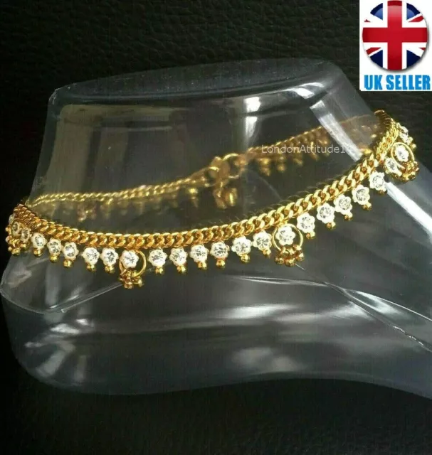 Anklet Stunning Diamante Indian Bollywood Style Payal  Ankl Chain Single or Pair