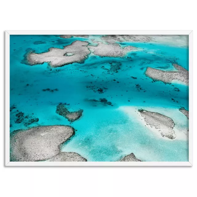 Australian Coral Reef Aerial Art Print. From Above Reef Poster | BOC-53