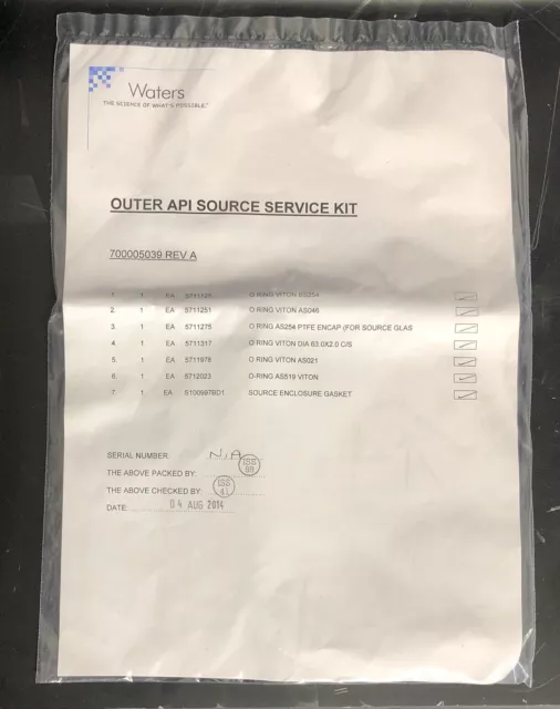 Waters, Outer API Source Service Kit (P/N 700005039 REV A) QTY 1 *NEW SEALED*