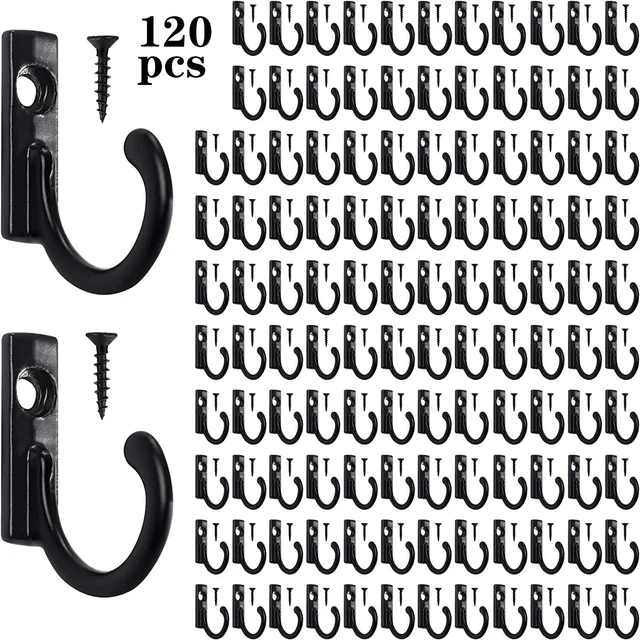 120 Pack Hooks with Metal Screws Decorative Rustic Coat Hooks Rack Wall Mounted