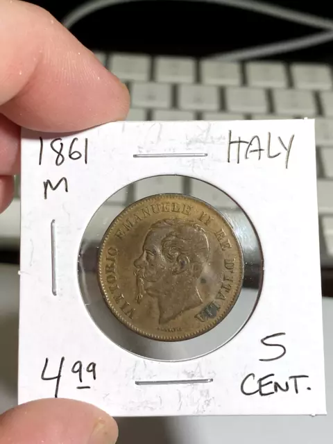 1861 M Italy 5 Centesimi