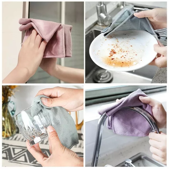 Nano Scale Streak-Free Miracle Cleaning Cloths Reusable Kitchen Rags Easy Clean
