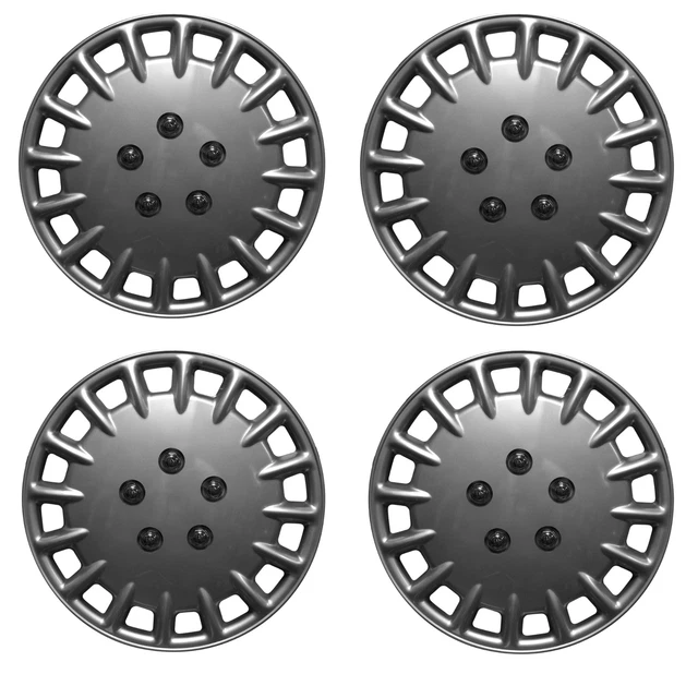 Cappucci mozzo taglio ruote universali 16" per rimorchio furgone auto set 4 pz argento plastica ABS