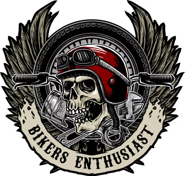 Motorcycle Skull Sticker Harley Davidson Style Tank Helmet Pannier Decal