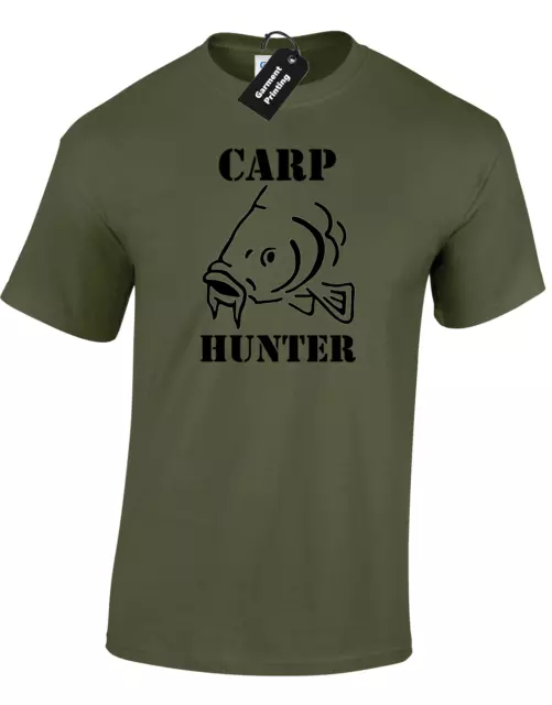 Carp Hunter Mens T-Shirt Funny Fishing Fisherman Gift For Him Dad Father Angler