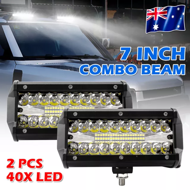2X 7" Inch 120W LED Work Light Bar Driving Fog Lamp Pods Offroad Tractor 4WD ATV