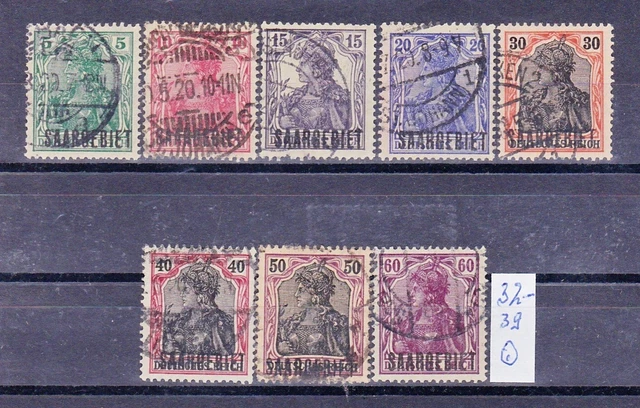 saargebiet bis 1934: Mi. Nr. 32-39 gestempelt