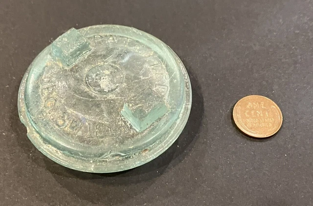 Antique Light Blue Glass Mason Jar Canning Lid Patented Dec 3D 1861 As Found