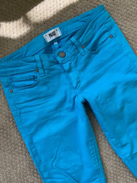 PAIGE JEANS turquoise ANKLE PEG skinny TURQUOISE SKYLINE JEANS 28 $169