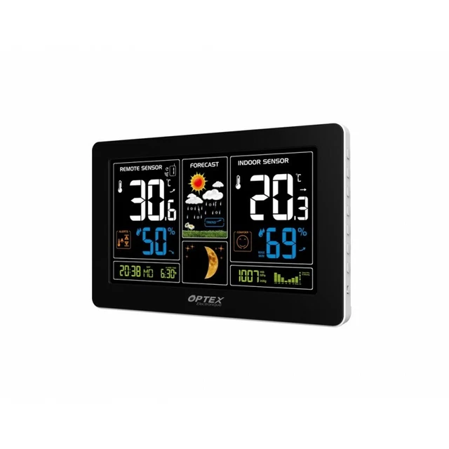 OPTEX Station Météo Noir Capteur Extérieur avec Chargeur USB