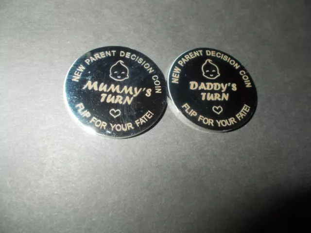 New Flip Coin Parent Making Decision Mummy and Daddy Baby Shower Pregnancy .