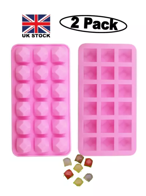 (2 PZ) Diamante design silicone cioccolato, cottura, cera, caramelle, sapone, bomba da bagno 36 stampo