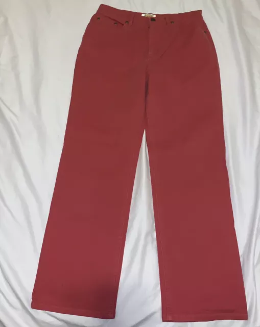 Talbots Petite Women's Stretch Flat Front Straight Leg Red Pants 8 Petite