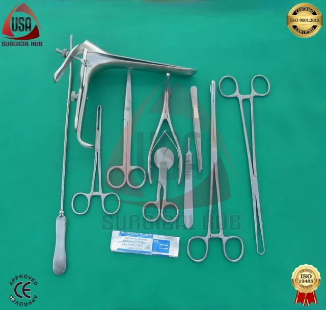 Set of 26 Pcs Gynecological Exam Instruments With graves speculum forceps