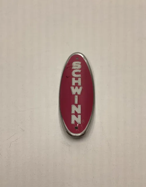 Vintage Schwinn Head Badge, Pink w White Letters