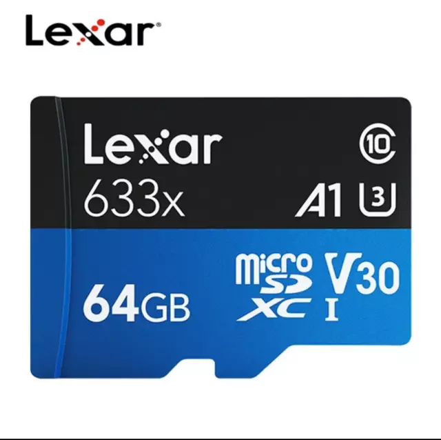 Tarjeta de memoria micro SD 64 GB clase 10 para teléfono celular LEXAR U3