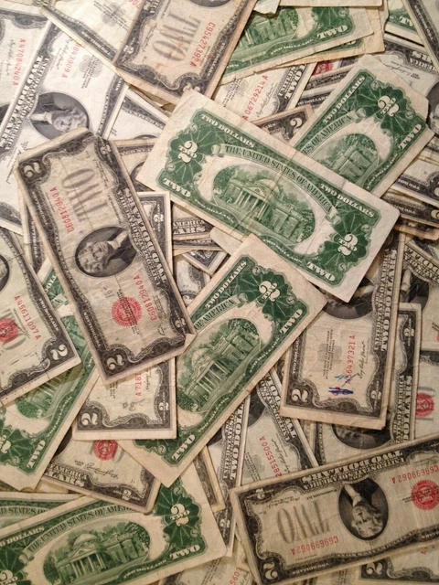 ✯ 1928, 1953 1963✯ Two Dollar Note Red Seal ✯ $2 Bill G ✯ Old Estate Currency ✯