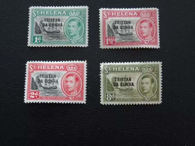 Tristan Da Cunha Stamps SG2/4,8 opt type (1) on stamps of St Helena MM 1952