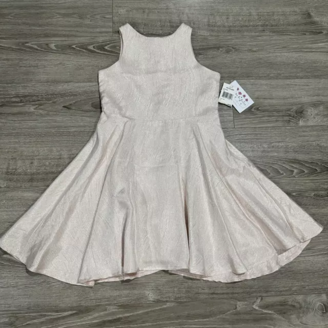 Pippa & Julie Light Pink With Gold Shimmer Sleeveless Dress Sz 12 NWT