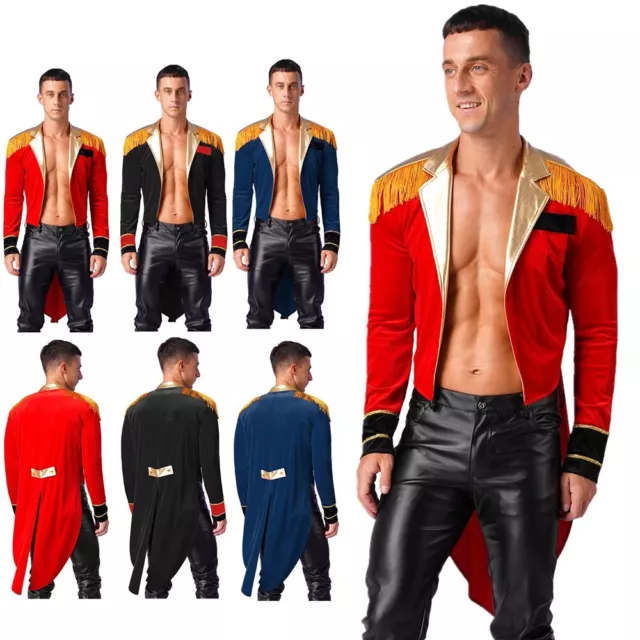 Mens Cosplay Costume Theme Party Circus Ringmaster Swallow-Tailed Coat Tailcoat