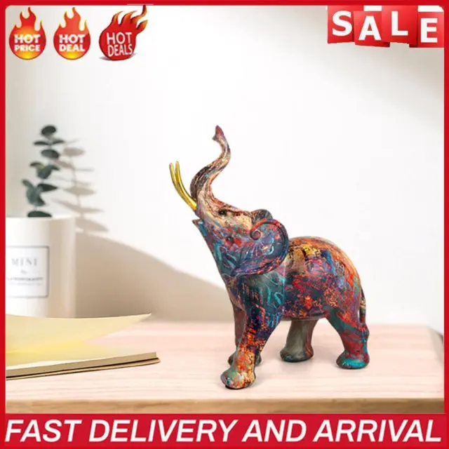 Resin Little Elephant Figurine Holiday Gift Graffiti Home Decor for Office Porch