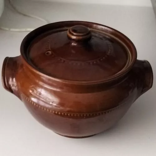 Pearsons Of Chesterfield Vintage Stoneware Glazed Brown Cooking Pot 3 Pints