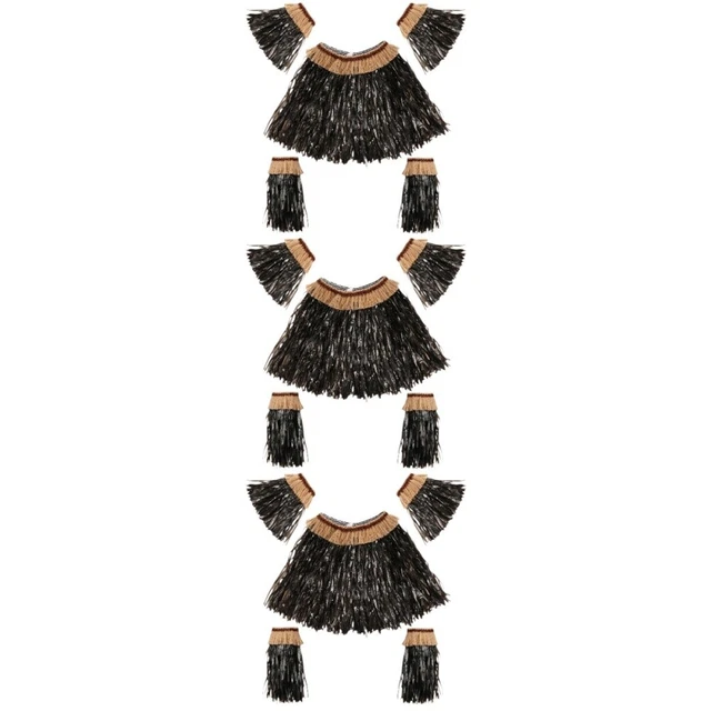 3 Set Jupe Hula Hawaii Hula Hawaïen Enfants Robe Gants Enfants Se Réconcilier