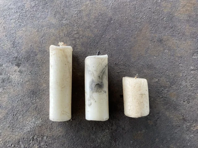 Three Used 1890s Miners Candlestick Candles. Calico Mines.