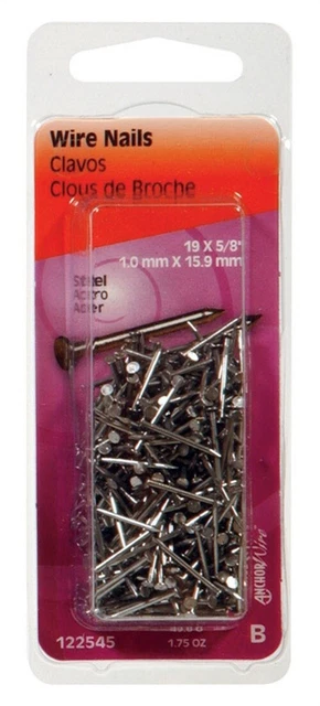 Hillman 122545 Bright Steel 19 ga. x 5/8 in. Wire Nails 1-3/4 oz. (Pack of 6)