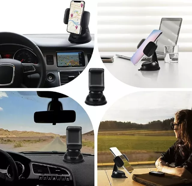 Support téléphone voiture 360° pour pare-brise et tableau de bord