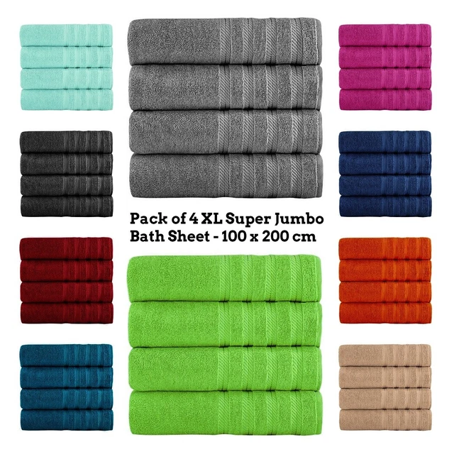 4x Extra Large Super Jumbo Bath Sheet 100% Egyptian Cotton Big XL Size 100x200cm